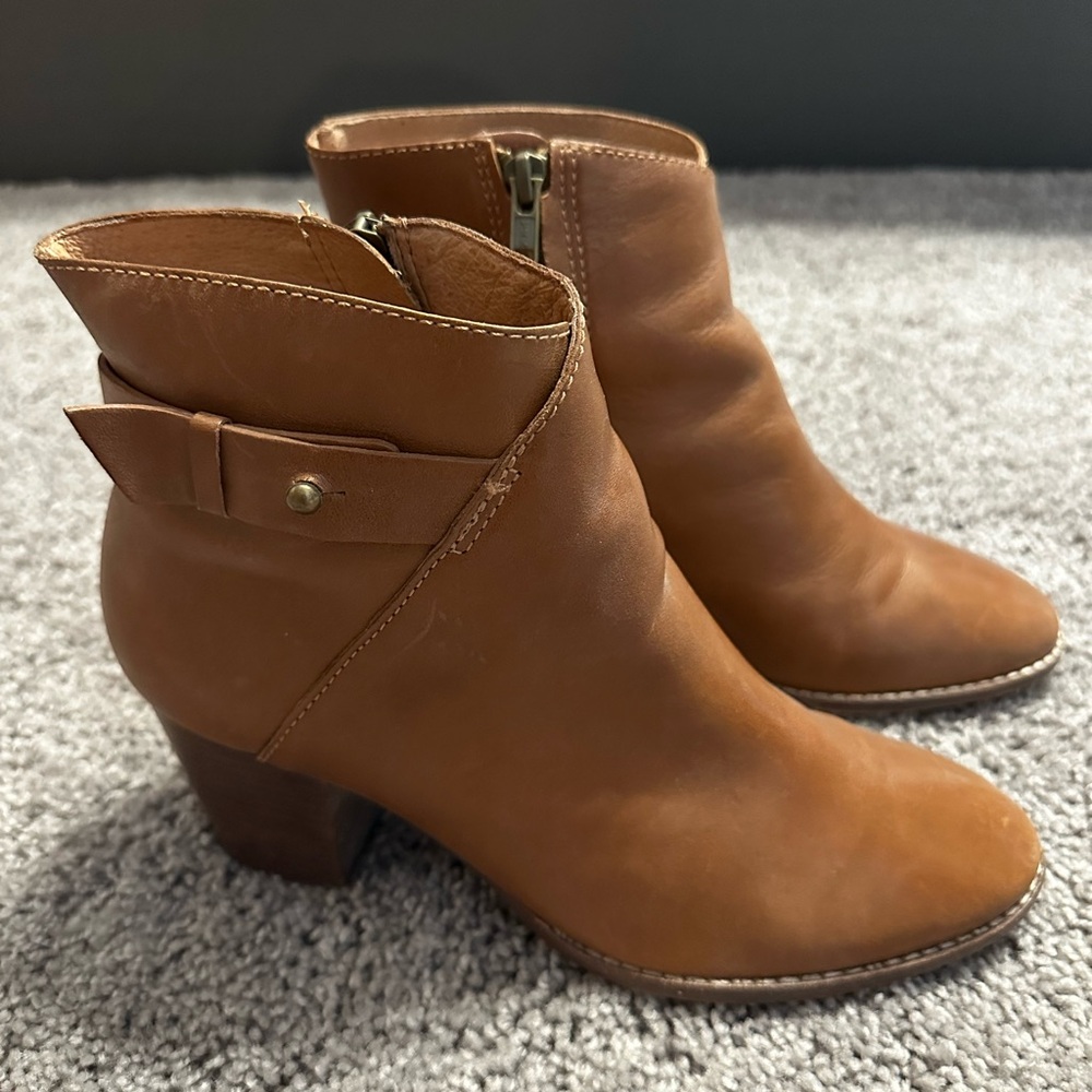 Madewell Brown Ankle Boots with Stacked Heel